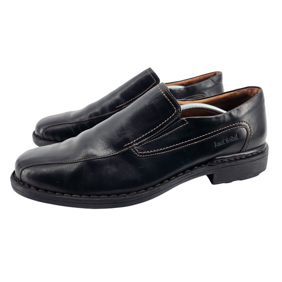 Josef Seibel Black Leather‎ Loafers Men EU 47 US 13 Comfort Slip On Shoes